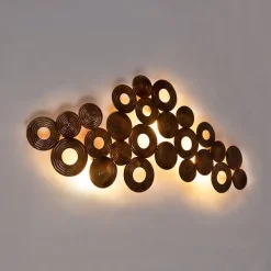 QAZQA Wandleuchten|Wohnzimmerlampen*Art Deco Wandleuchte Kupfer 138 cm - Kreise