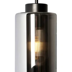 QAZQA Schlafzimmerlampen|Küchenlampen*Art Deco Wandleuchte schwarz mit Rauchglas - Laura