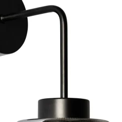 QAZQA Schlafzimmerlampen|Küchenlampen*Art Deco Wandleuchte schwarz mit Rauchglas - Laura