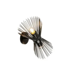 QAZQA Wandleuchten|Wohnzimmerlampen*Art Deco Wandleuchte schwarz 2-flammig - Besen