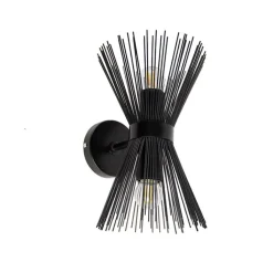 QAZQA Wandleuchten|Wohnzimmerlampen*Art Deco Wandleuchte schwarz 2-flammig - Besen