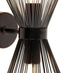 QAZQA Wandleuchten|Wohnzimmerlampen*Art Deco Wandleuchte schwarz 2-flammig - Besen
