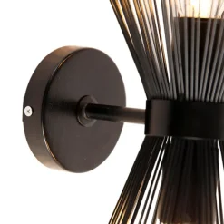 QAZQA Wandleuchten|Wohnzimmerlampen*Art Deco Wandleuchte schwarz 2-flammig - Besen