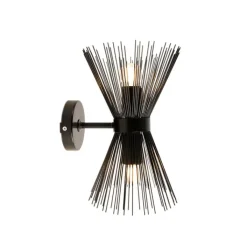 QAZQA Wandleuchten|Wohnzimmerlampen*Art Deco Wandleuchte schwarz 2-flammig - Besen