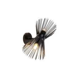 QAZQA Wandleuchten|Wohnzimmerlampen*Art Deco Wandleuchte schwarz 2-flammig - Besen
