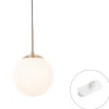 QAZQA Professional Schlafzimmerlampen|Küchenlampen*Art-Déco-Hängeleuchte Gold mit Opalglas inkl. Schienenadapter Weiß 1-phasig - Iconic Flore