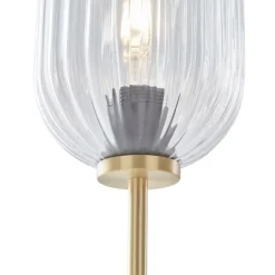 QAZQA Schlafzimmerlampen|Küchenlampen*Art-Déco-Stehleuchte aus Messing mit klarem Glas, 2-flammig – Rid