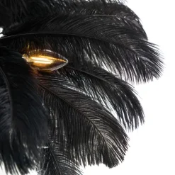 QAZQA Stehlampen|Wohnzimmerlampen*Art-Déco-Stehleuchte schwarz mit schwarzen Federn - Peahen
