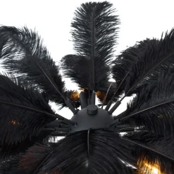 QAZQA Stehlampen|Wohnzimmerlampen*Art-Déco-Stehleuchte schwarz mit schwarzen Federn - Peahen
