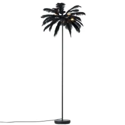 QAZQA Stehlampen|Wohnzimmerlampen*Art-Déco-Stehleuchte schwarz mit schwarzen Federn - Peahen