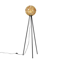 QAZQA Stehlampen|Wohnzimmerlampen*Art-déco-Stehleuchte Stativ Schwarz mit Gold - Maro