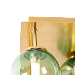 QAZQA Deckenleuchten|Wohnzimmerlampen*Art-Deco-Deckenlampe Gold mit grünem Glas 9 Lichter - Athen
