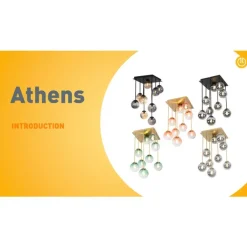 QAZQA Deckenleuchten|Wohnzimmerlampen*Art-Deco-Deckenlampe Gold mit grünem Glas 9 Lichter - Athen