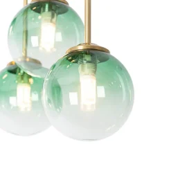 QAZQA Deckenleuchten|Wohnzimmerlampen*Art-Deco-Deckenlampe Gold mit grünem Glas 9 Lichter - Athen