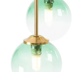 QAZQA Deckenleuchten|Wohnzimmerlampen*Art-Deco-Deckenlampe Gold mit grünem Glas 9 Lichter - Athen