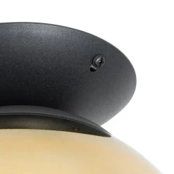 QAZQA Schlafzimmerlampen|Küchenlampen*Art-Deco-Deckenlampe schwarz mit Goldglas - Pallon