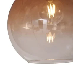 QAZQA Deckenleuchten|Wohnzimmerlampen*Art-Deco-Deckenleuchte Dunkelbronze mit braunem Glas - Sandra