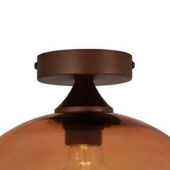 QAZQA Deckenleuchten|Wohnzimmerlampen*Art-Deco-Deckenleuchte Dunkelbronze mit braunem Glas - Sandra