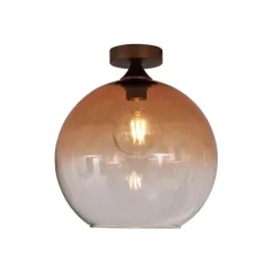 QAZQA Deckenleuchten|Wohnzimmerlampen*Art-Deco-Deckenleuchte Dunkelbronze mit braunem Glas - Sandra