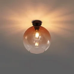 QAZQA Deckenleuchten|Wohnzimmerlampen*Art-Deco-Deckenleuchte Dunkelbronze mit braunem Glas - Sandra