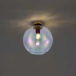 QAZQA Deckenleuchten|Wohnzimmerlampen*Art-Deco-Deckenleuchte Gold mit Regenbogen-Glas - Sandra