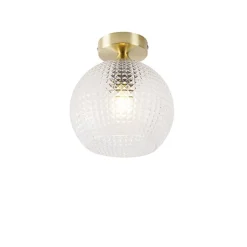 QAZQA Deckenleuchten|Wohnzimmerlampen*Art-Deco-Deckenleuchte Messing mit Klarglas - Sphere