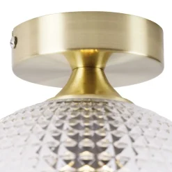 QAZQA Deckenleuchten|Wohnzimmerlampen*Art-Deco-Deckenleuchte Messing mit Klarglas - Sphere