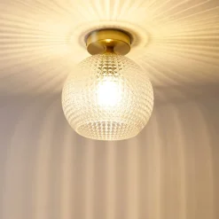 QAZQA Deckenleuchten|Wohnzimmerlampen*Art-Deco-Deckenleuchte Messing mit Klarglas - Sphere