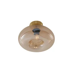 QAZQA Schlafzimmerlampen|Küchenlampen*Art-Deco-Deckenleuchte Messing mit Bernsteinglas - Busa