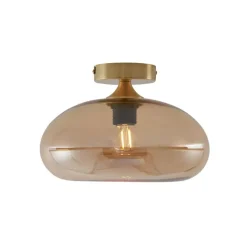 QAZQA Schlafzimmerlampen|Küchenlampen*Art-Deco-Deckenleuchte Messing mit Bernsteinglas - Busa