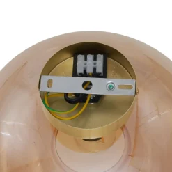 QAZQA Schlafzimmerlampen|Küchenlampen*Art-Deco-Deckenleuchte Messing mit Bernsteinglas - Busa