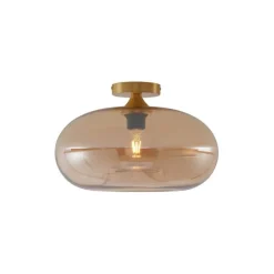 QAZQA Deckenleuchten|Wohnzimmerlampen*Art-Deco-Deckenleuchte Messing mit Bernsteinglas 40cm - Busa