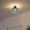 QAZQA Deckenleuchten|Wohnzimmerlampen*Art-Deco-Deckenleuchte Messing mit blauem Glas - Sandra
