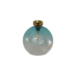 QAZQA Deckenleuchten|Wohnzimmerlampen*Art-Deco-Deckenleuchte Messing mit blauem Glas - Sandra