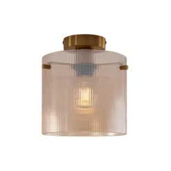 QAZQA Schlafzimmerlampen|Küchenlampen*Art-Deco-Deckenleuchte Messing mit Bernsteinglas - Laura