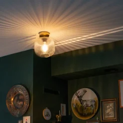 QAZQA Schlafzimmerlampen|Küchenlampen*Art-Deco-Deckenleuchte Messing mit Klarglas - Karel
