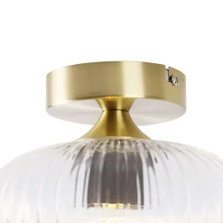 QAZQA Schlafzimmerlampen|Küchenlampen*Art-Deco-Deckenleuchte Messing mit Klarglas - Karel