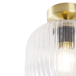 QAZQA Schlafzimmerlampen|Küchenlampen*Art-Deco-Deckenleuchte Messing mit Klarglas - Karel