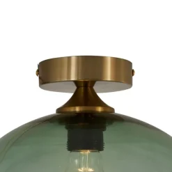 QAZQA Deckenleuchten|Wohnzimmerlampen*Art-Deco-Deckenleuchte Messing mit grünem Glas - Sandra