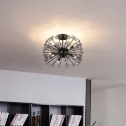 QAZQA Deckenleuchten|Wohnzimmerlampen*Art-Deco-Deckenleuchte Schwarz mit Rauchglas - Atomic