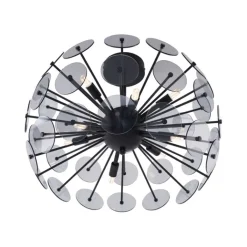 QAZQA Deckenleuchten|Wohnzimmerlampen*Art-Deco-Deckenleuchte Schwarz mit Rauchglas - Atomic