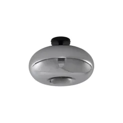 QAZQA Deckenleuchten|Wohnzimmerlampen*Art-Deco-Deckenleuchte schwarz mit Rauchglas 40cm - Busa