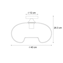 QAZQA Deckenleuchten|Wohnzimmerlampen*Art-Deco-Deckenleuchte schwarz mit Rauchglas 40cm - Busa