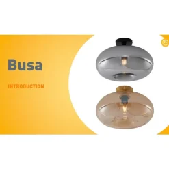 QAZQA Deckenleuchten|Wohnzimmerlampen*Art-Deco-Deckenleuchte schwarz mit Rauchglas 40cm - Busa