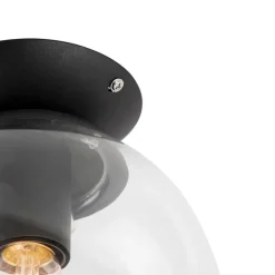 QAZQA Deckenleuchten|Wohnzimmerlampen*Art-Deco-Deckenleuchte Schwarz mit Klarglas - Pallon