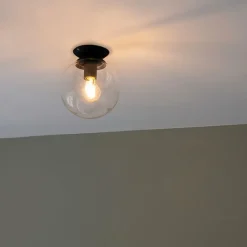 QAZQA Deckenleuchten|Wohnzimmerlampen*Art-Deco-Deckenleuchte Schwarz mit Klarglas - Pallon