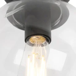 QAZQA Deckenleuchten|Wohnzimmerlampen*Art-Deco-Deckenleuchte Schwarz mit Klarglas - Pallon