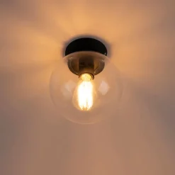 QAZQA Deckenleuchten|Wohnzimmerlampen*Art-Deco-Deckenleuchte Schwarz mit Klarglas - Pallon