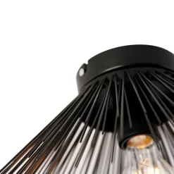 QAZQA Deckenleuchten|Wohnzimmerlampen*Art-Deco-Deckenleuchte schwarz mit Lichteffekt - Broom