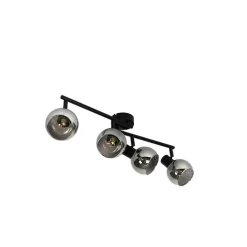 QAZQA Schlafzimmerlampen|Küchenlampen*Art-Deco-Deckenleuchte schwarz mit Rauchglas 4-flammig - Vidro